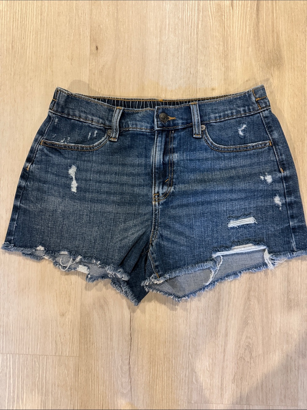 aerie Dark Wash Distressed Denim Cutoff Shorts